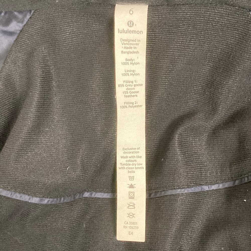 Lululemon Brave the Cold Goose Down Coat Women 6 Black Blue? Long Puffer Hooded - Picture 4 of 13